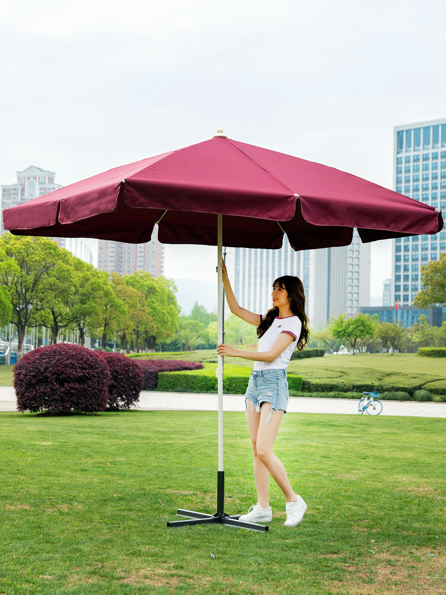 户外太阳伞地摊大雨伞摆摊大号超大商用大型遮阳四方伞长方形折叠