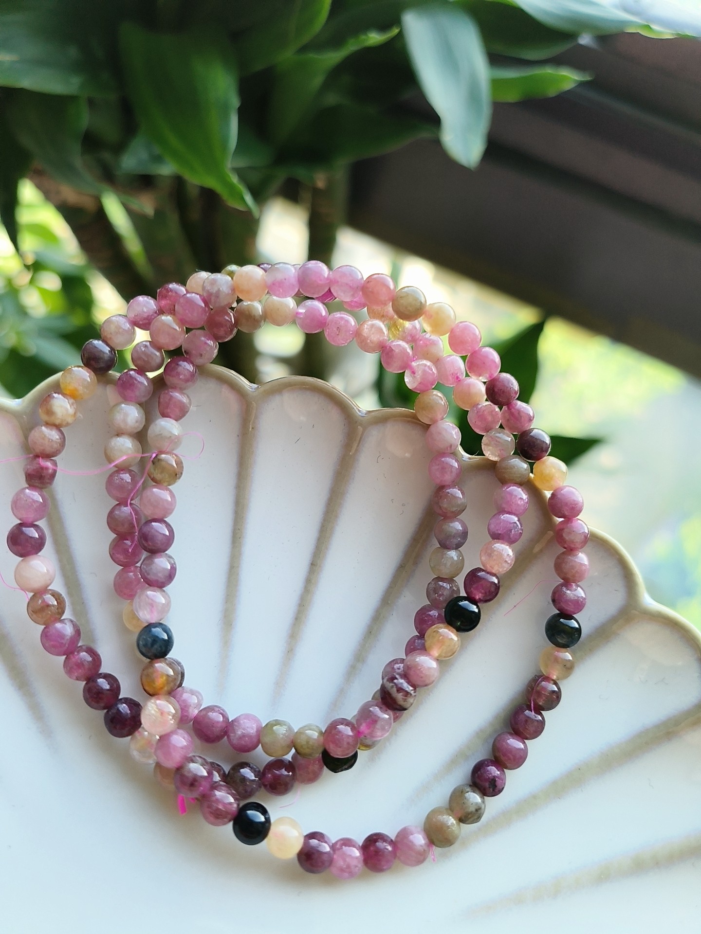 西瓜碧玺多圈三圈手链一物一图女正品红绿西瓜碧玺珠子4·4mm