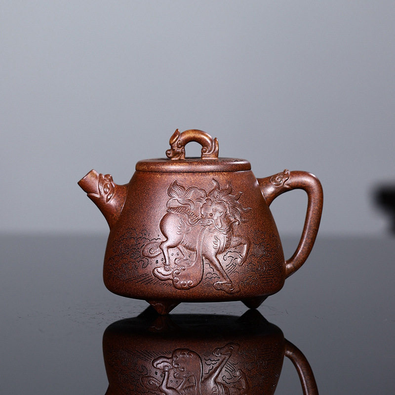 【段哥家】270cc手工制作 祥麟献瑞高工龙窑柴烧翡翠玉段砂高端茶