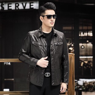 2026年秋款 外套 海宁真皮牛皮油蜡皮夹克机车男士