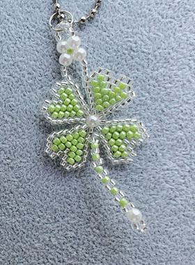 DIY手工串珠进口TOHO米珠材料包手机挂件送礼四叶草中文图含视频