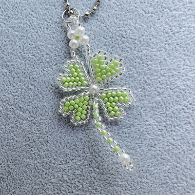 材料包挂件四叶草含视频手工串珠