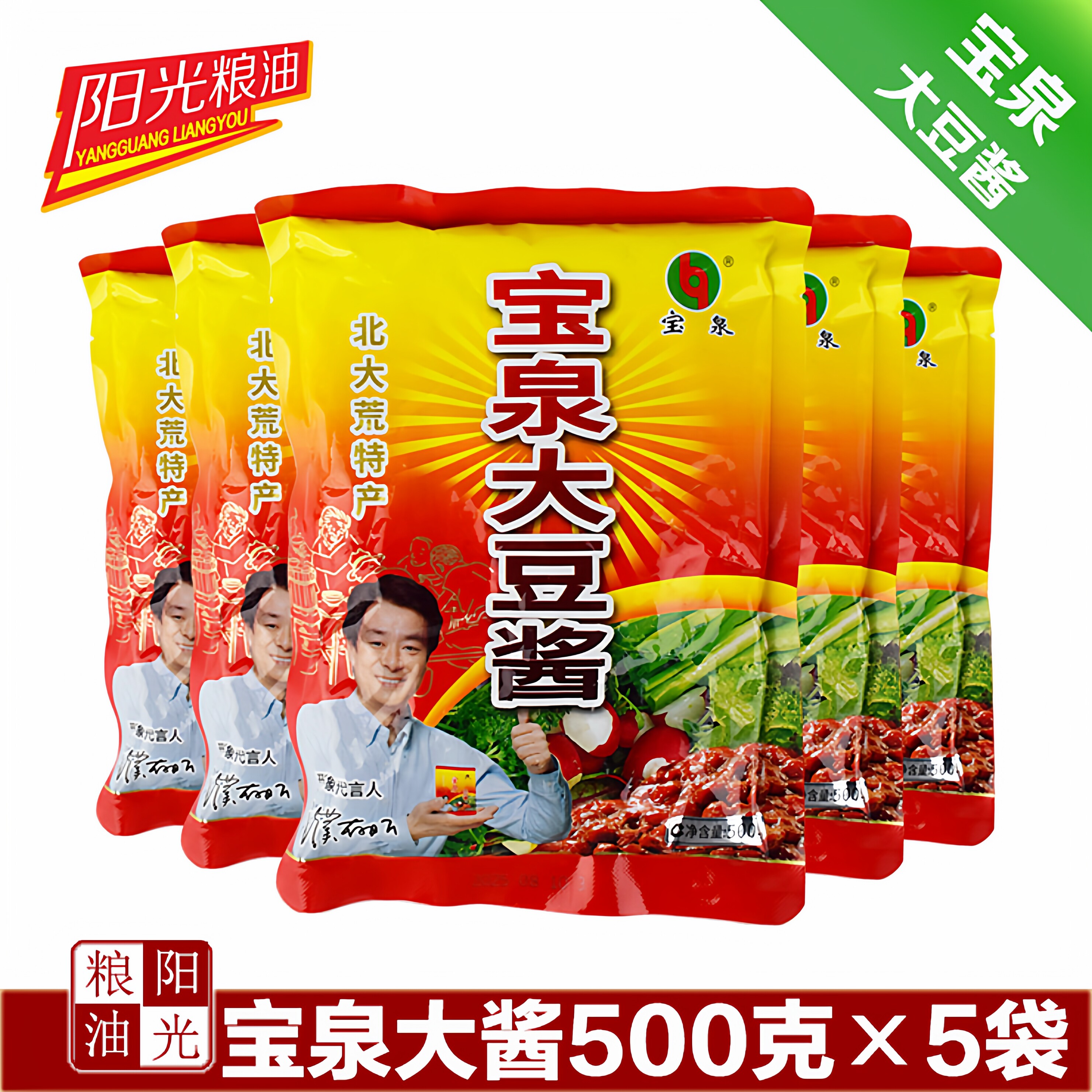 铁锅炖酱 北大荒宝泉大豆酱500克*5袋 黄豆大酱大酱豆瓣酱