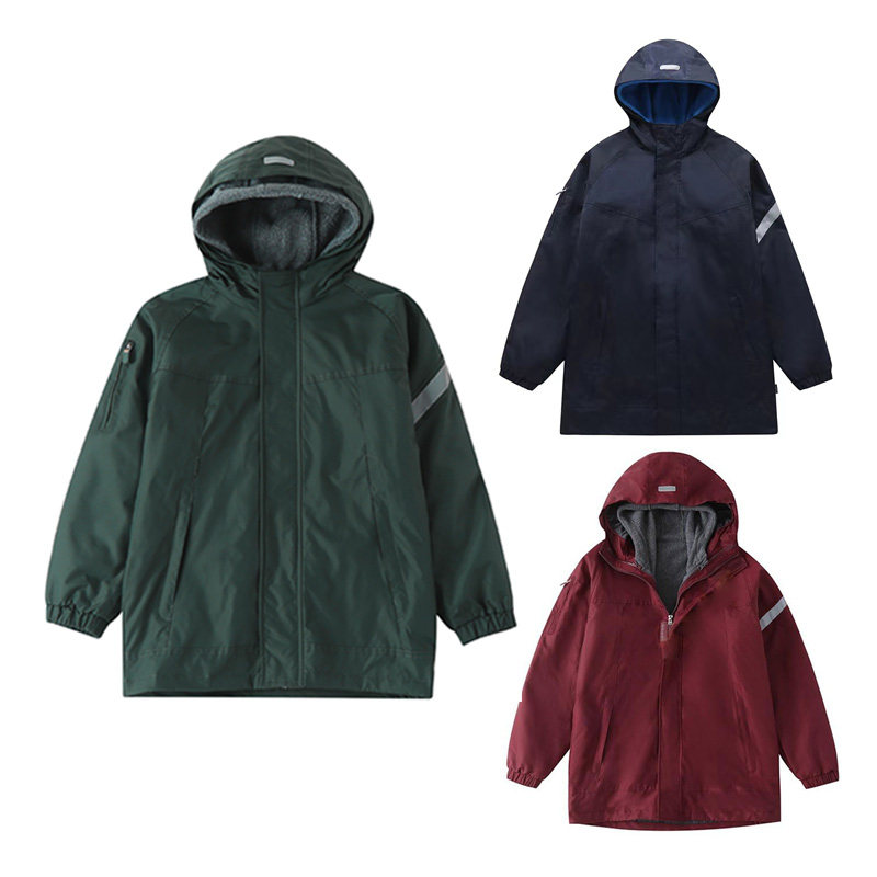 冬季英伦风中小学生校服冲锋衣加绒加厚可脱卸内丹儿童班服园服