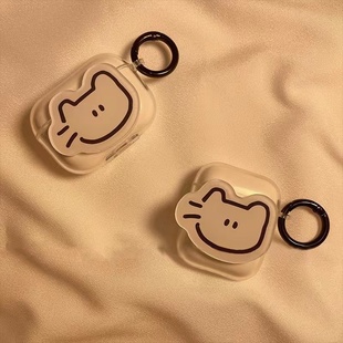 可爱线条猫咪适用乔威T200 air蓝牙耳机保护套t400air软壳t300air