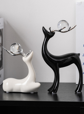 轻奢水晶麋鹿酒柜玄关摆件