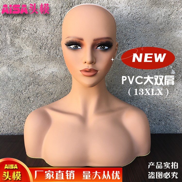 假发模特头欧美双肩半身头模拍照展示仿真假人头模MANNEQUIN HEAD
