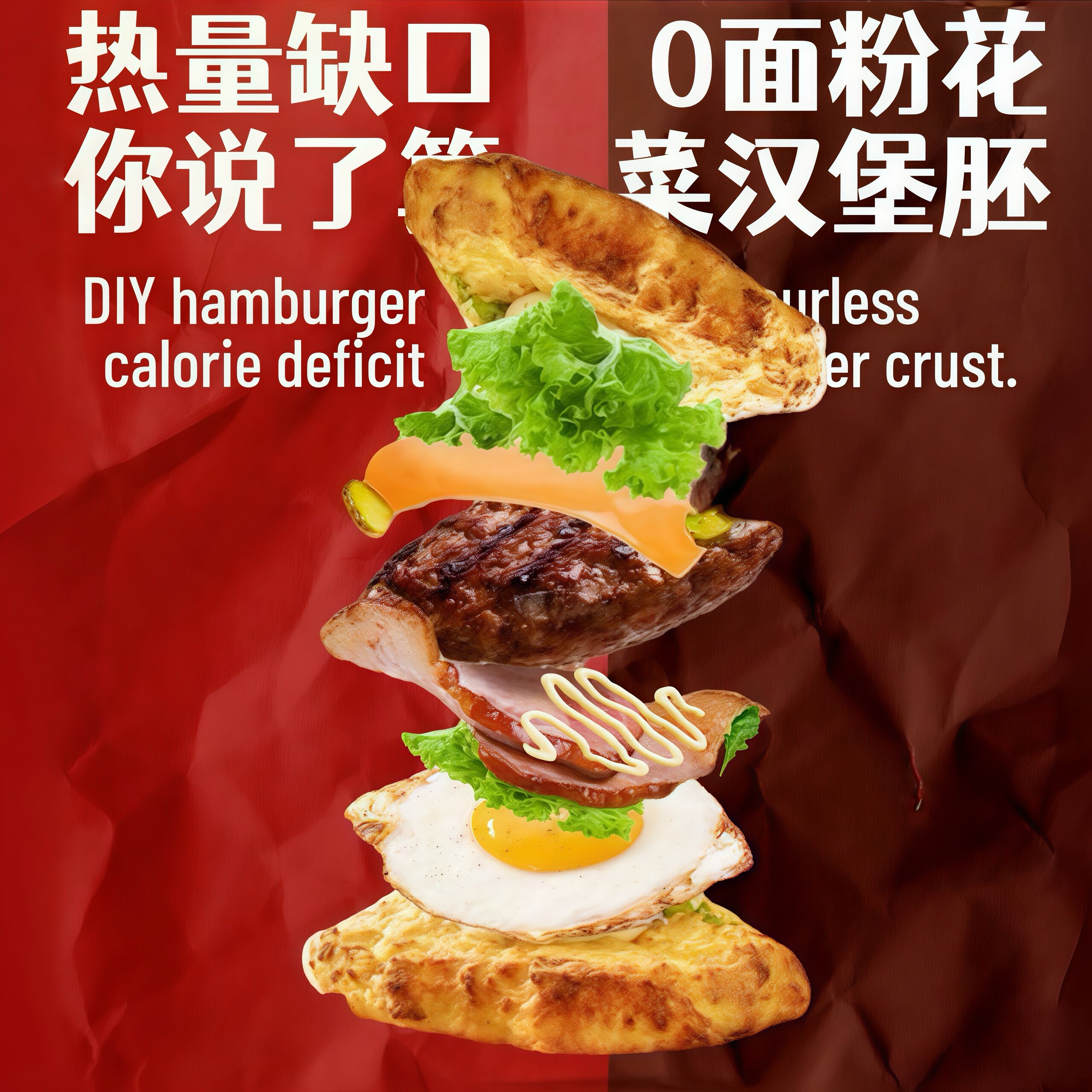 无面粉花菜生友酮好汉堡安格斯美式牛肉DIY0面粉自由搭配