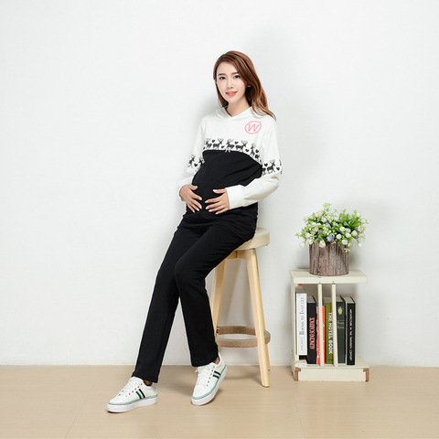 套装运动服加肥加大码孕妇装冬装两件套装哺乳装韩版时尚孕妇春秋