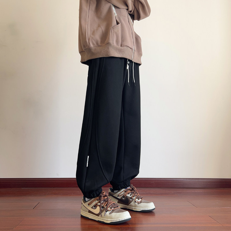 23秋冬重磅美式运动裤卫裤束脚休闲裤时尚夹标棉裤1166-p5578，男装休闲裤，星座204-1