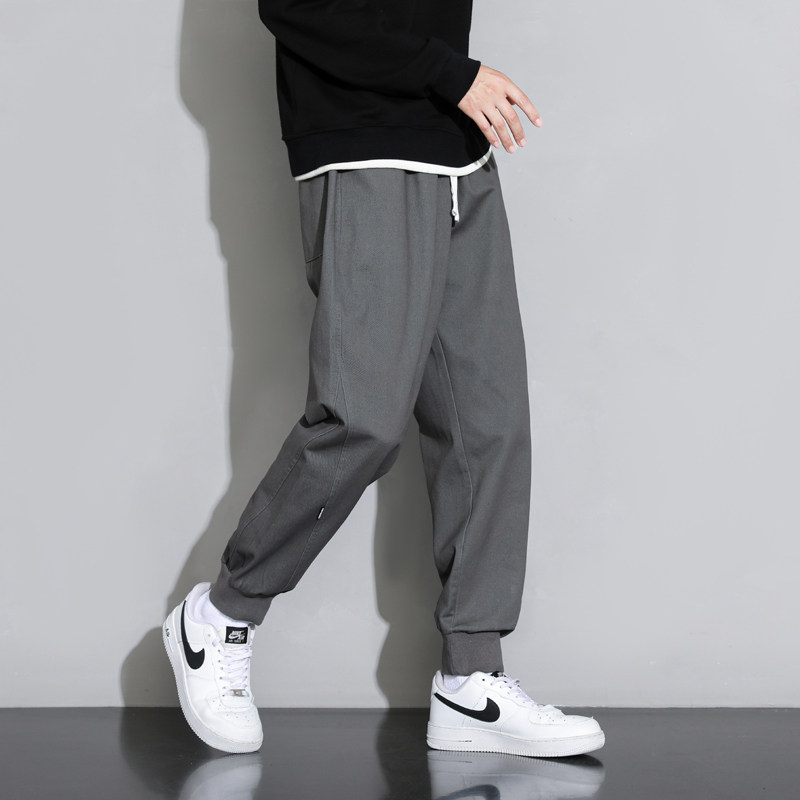 2023秋冬新款棉质休闲裤裤脚罗口设计高级舒适工装裤棉布6603-p45，男装休闲裤，星座204-1