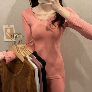 秋冬睡衣女可外穿保暖内衣套装自发热无痕秋衣秋裤打底衫两件套