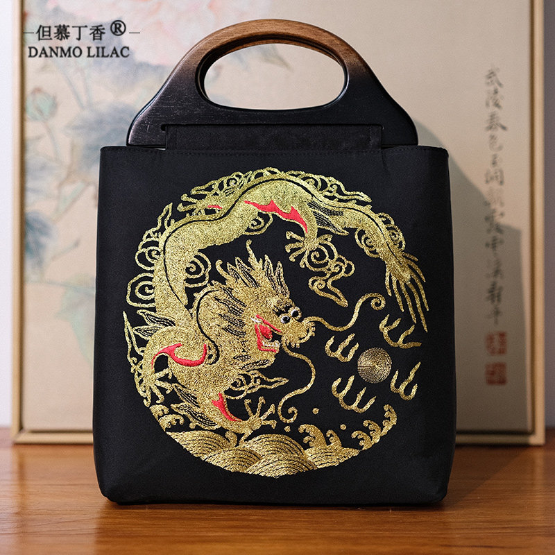 2025新品旗袍包包盘金刺绣手提包大布包婆婆妈妈包新中式包包礼品