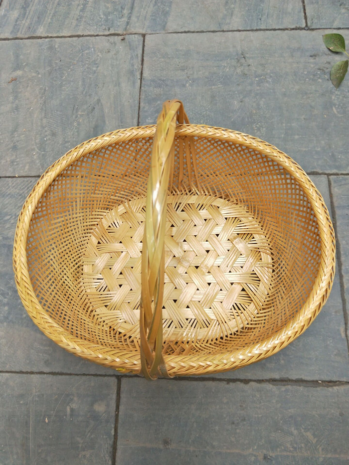 纯手工水果篮手提篮竹编镂空