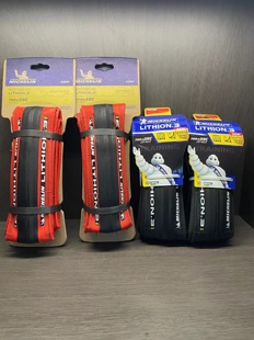 米其林LITHION 自行车车训练级开口700×25c红色黑色公路车外胎