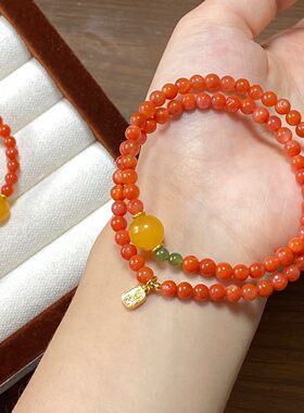 玉阅珠宝南红樱桃红双圈手串