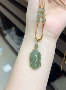 玉阅珠宝和田玉佛头手工绳吊坠