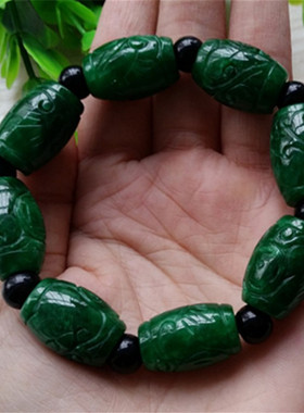 干青铁龙生翡翠鼓珠路路通手链