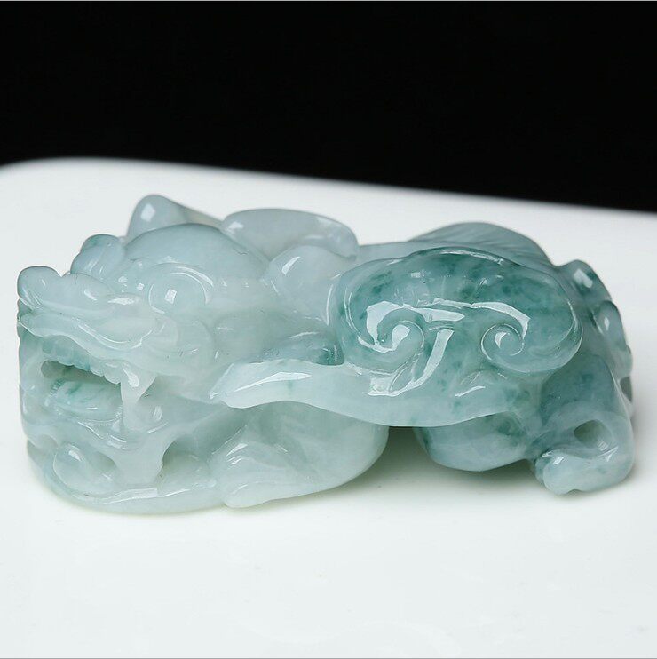 A货翡翠貔貅吊坠冰糯种飘阳绿玉貔貅男女款玉坠挂件现货全新挂