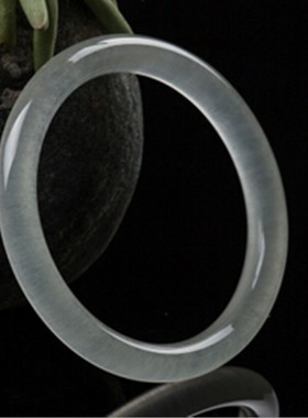 天然A货白玉阿富汗冰种圆条手镯