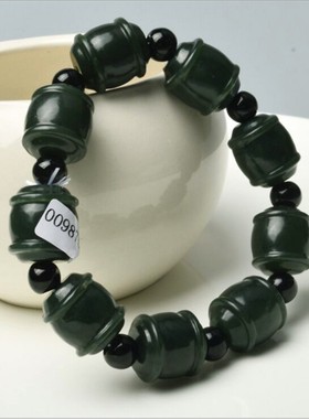 新疆和田玉鼓珠男士手链