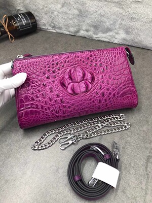 黑曼巴鳄鱼皮女士单肩包真皮女包休闲斜挎手拿包拉链稀有定制