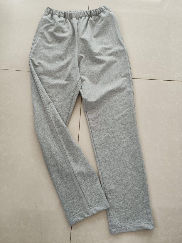 订做纯棉中小学生校服裤子运动裤浅灰色贴灰反光条校裤中性四季款