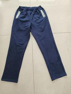 款 可订做纯棉中高小学生校服裤 中性四季 藏蓝色休闲校裤 子运动裤
