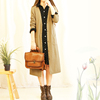 In literature and art Long sweater coat Cardigan thickening Solid color sweater Easy Retro spring and autumn