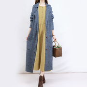 复古文艺大毛衣外套中长款加厚女式风衣秋冬季长袖针织衫宽松森系