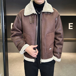 皮毛一体外套男装棉衣羊羔绒夹克冬季棉服男皮衣8809-P200