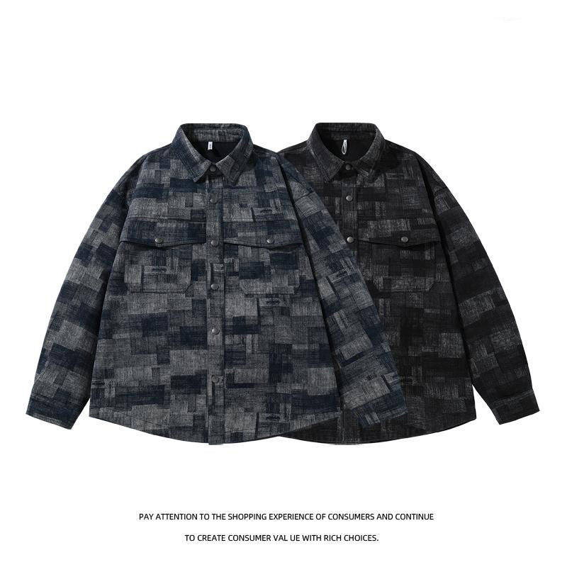 2025秋装复古格纹牛仔外套男夹克男上衣服JK2289-P95，男装工装外套，电商D236-1（原A051-1）