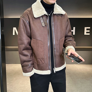 皮毛一体外套男装棉衣羊羔绒夹克冬季棉服男皮衣8809-P200图片