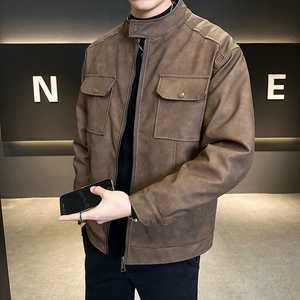 90白鸭绒美拉德PU皮衣冬季羽绒服男夹克外套YR789-P200图片