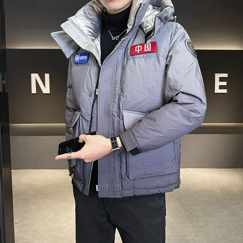魔术贴连帽羽绒服男冬装保暖外套9921-P185,男装羽绒服,电商D236-1（原A051-1）