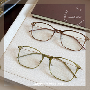 53mm超轻钛架方形眼镜框女5g日系细框小脸可配度数近视眼镜架男潮