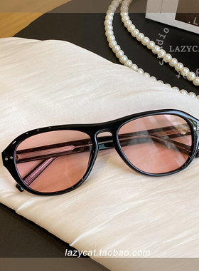 美拉德风凹造型落日粉色镜片墨镜