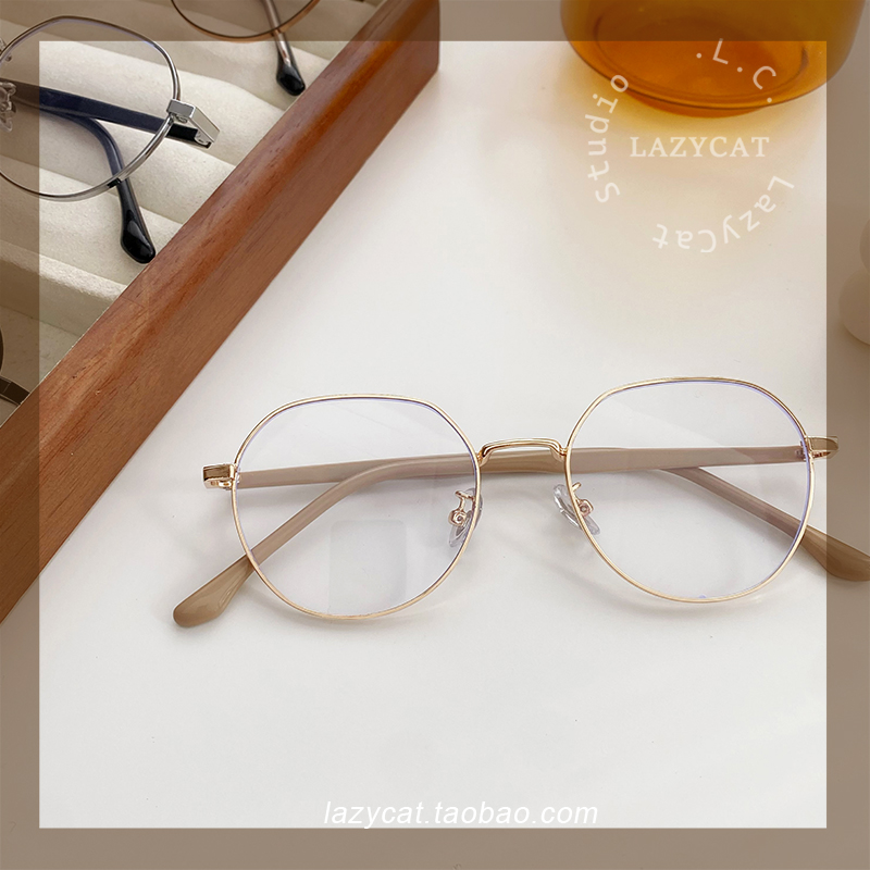 49mm小红书金丝奶咖色小脸眼镜框