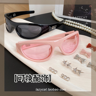 凹造型发箍式墨镜jennie联名款换配饰DIY黑色骑行太阳镜女未来感