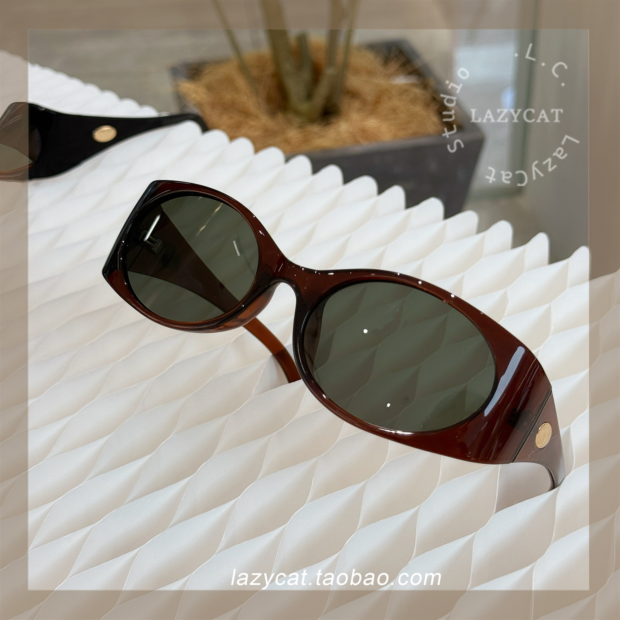 56mm欧美街拍椭圆框墨镜女复古显脸小防紫外线偏光太阳眼镜男潮