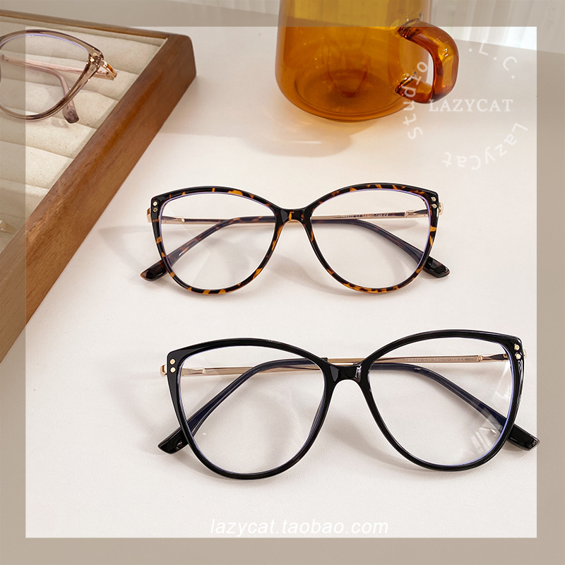 复古摩登中古猫眼眼镜近视