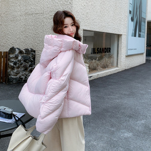 粉色奶呼呼云朵泡芙90绒羽绒服女冬2025新款小个子短款加厚白鸭绒