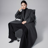 row慵懒风浴袍双面羊绒大衣2024秋冬系带加长款 本初 羊毛大衣女