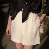 短裤 夏季 透气宽松显瘦西装 裤 搭配好单品亚麻短裤 女休闲薄款