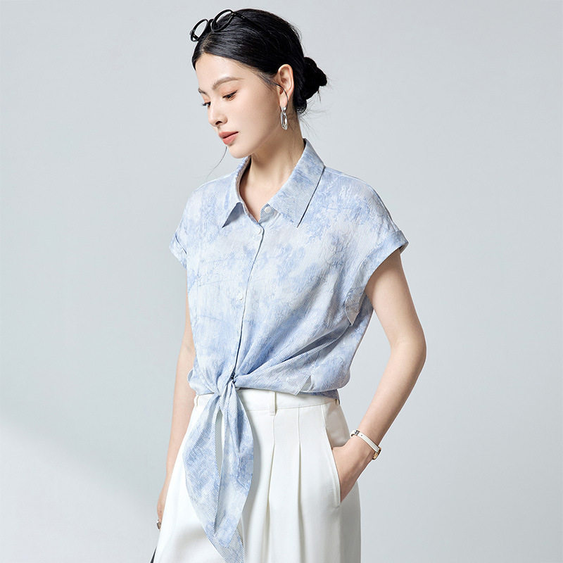 桑蚕丝真丝衬衫女式时尚感修身简约高级感夏季2026丝麻小衫设计感