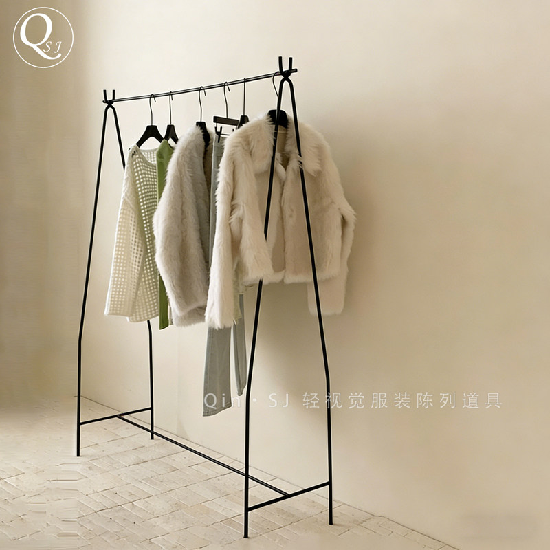 买手店落地式陈列架挂衣架服装店韩风黑色货架时尚简约个性展示架
