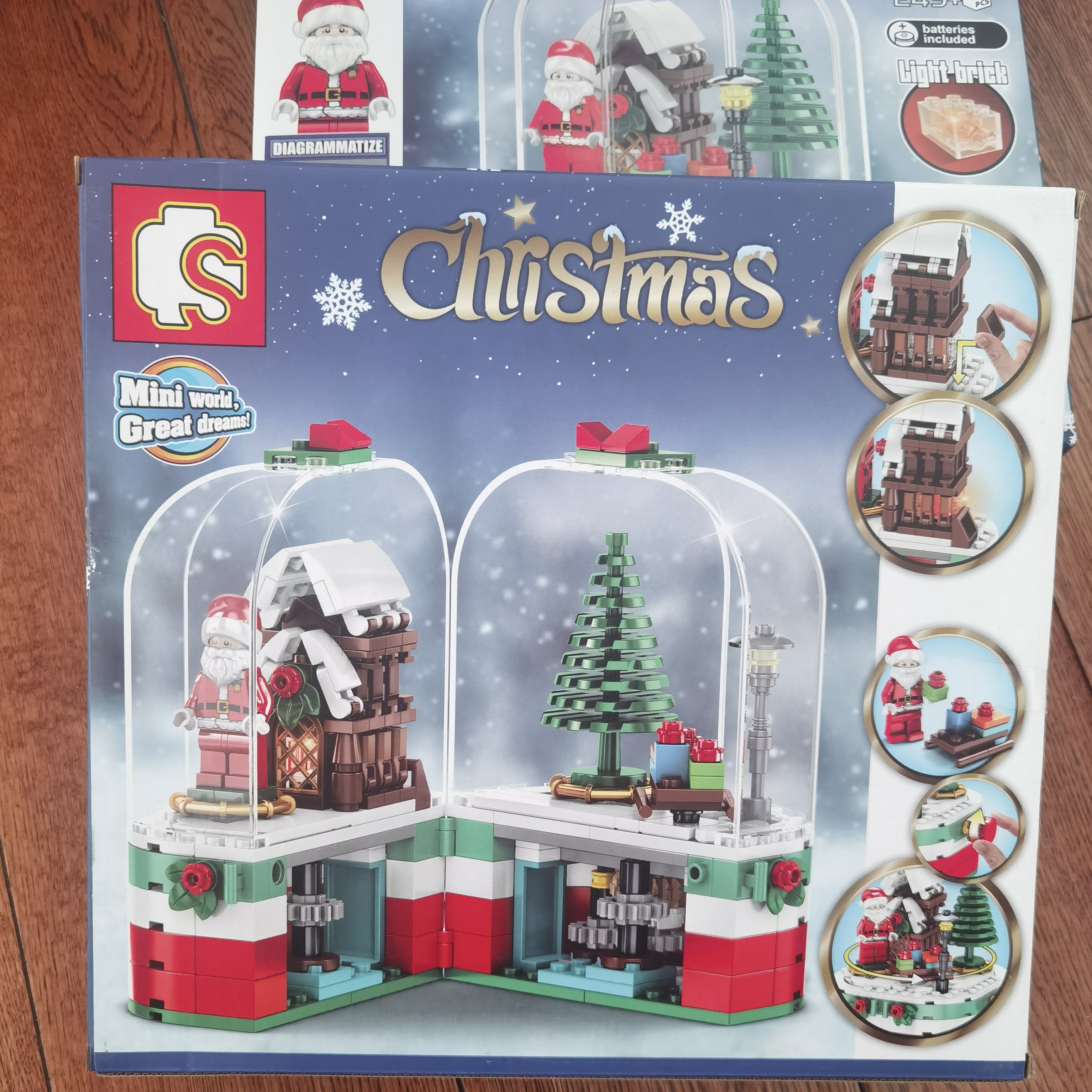 森宝积木圣诞树圣诞老人旋转小屋