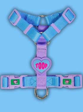 韩国代购TOOF宠物H型胸背牵引绳蓝紫色爱心