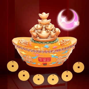 李居明2026马年东南方黄金千万两聚宝盆摆件 九紫当令财位摆放