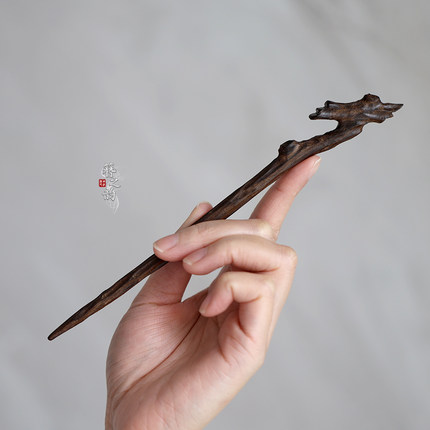 簪之韵【茗枝】大叶紫檀木簪子手工精雕盘发古风发饰新中式高级感